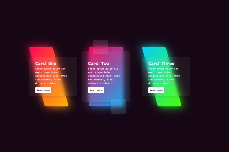 CSS Glowing Gradient Glassmorphism Card Hover Effect